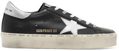 Hi Star Distressed Leather Sneakers - Black
