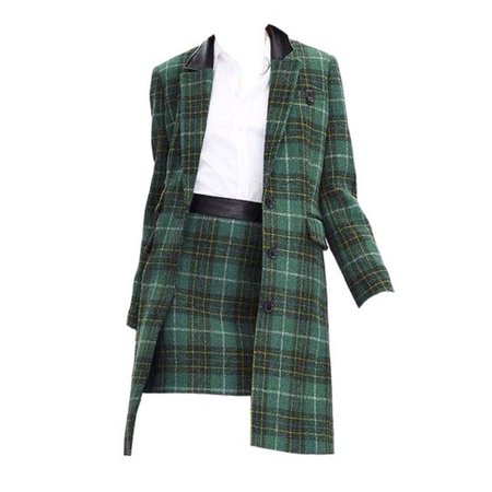 Green Plaid Skirt Suit (png)