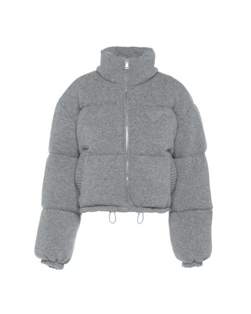 Grey Wool and cashmere puffer jacket | Prada