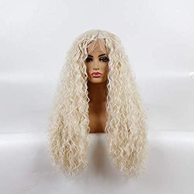 Life Diaries 6Inch Part NEW STYLE Top Grade Kanekalon Blonde Loose Curly High Density Heat Resistant Fiber Bleached Knot Large Part Space Glueless Synthetic Lace Front Wig For Women 24inch: Amazon.co.uk: Beauty