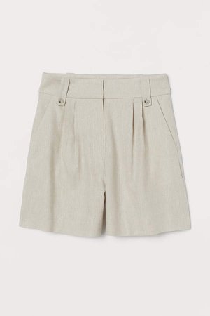 Linen-blend Shorts - Beige