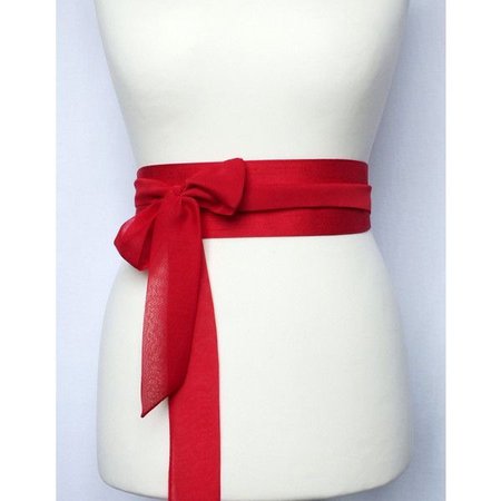 Wide red taffeta obi belt sash with chiffon ribbons ($35)