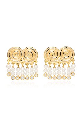 Agni 18k Yellow Gold Pearl, Diamond Earrings By Sauer | Moda Operandi