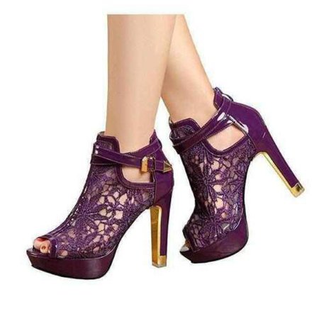 Women's Dark Purple Wedding & Lace Ankle Boot High Heel Dress Shoes | eBay