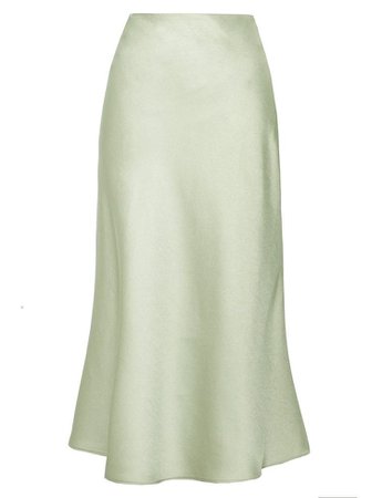 Green Satin Midi Maxi Skirt