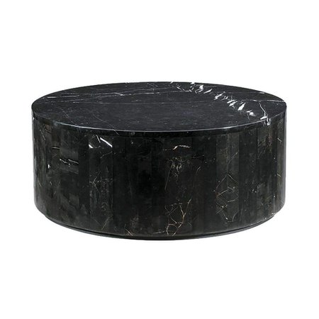 Black Marble Drum Coffee Table — France & Son
