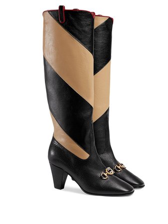 Gucci Zummi GG Horsebit Striped knee-high Boots - Farfetch
