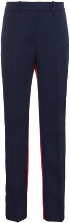 contrast panel straight wool trousers
