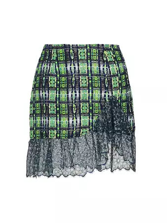 Shop Frederick Anderson Lace-Trim Plaid Mini Skirt | Saks Fifth Avenue