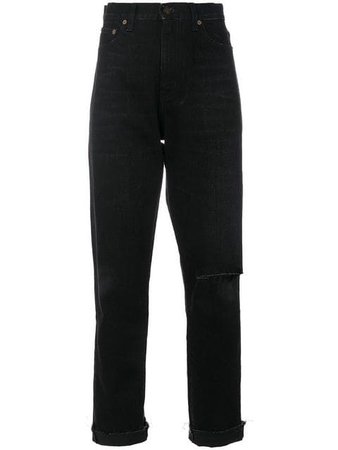 Saint Laurent Ripped Knee Baggy Jeans - Farfetch