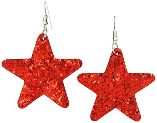 Amazon.com: Glitter Faux Leather Large Star Dangle Earrings (Red) : Handmade Products
