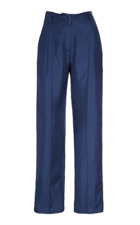Sally LaPointe Silky Twill Pintuck Belted Pant