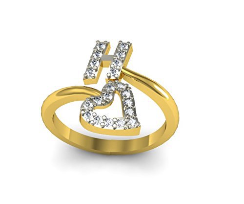 Buy Jewels Cart Brass and American Diamond H Letter Heart Shape Valentine Ring for Women (Gold) at Amazon.in