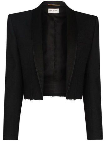 farfetch saint laurent black crop blazer jacket