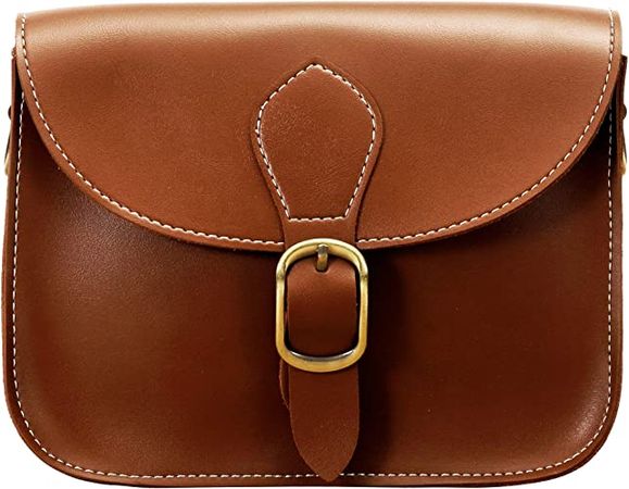 Amazon.com: Crossbody Saddle Light Brown Camel Vegan Leather Bag Small Retro Satchel For Women Vintage Simple Handbag Faux Leather Casual Purse : Clothing, Shoes & Jewelry
