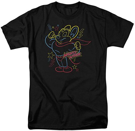 Trevco Men's Mighty Mouse Short Sleeve T-Shirt, Neon Black, Large | Amazon.com