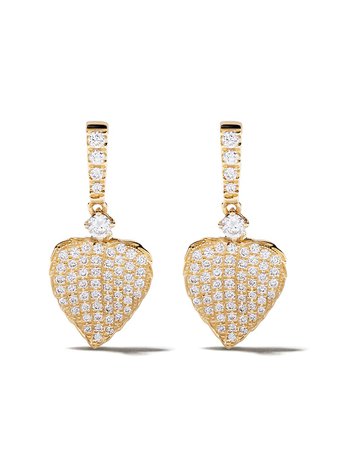 Kiki McDonough 18kt Yellow Gold Lauren Diamond Pave Mini Leaf Earrings - Farfetch