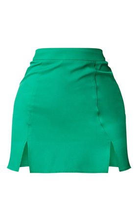 Petite Green Split Woven Mini Skirt | PrettyLittleThing USA