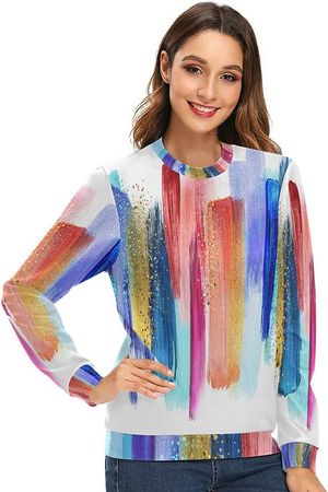 Oyihfvs Women's Round Neck Sweatshirt, Crew Neck Pullover Sweatshirt Oversized XS-XL at Amazon Women’s Clothing store
