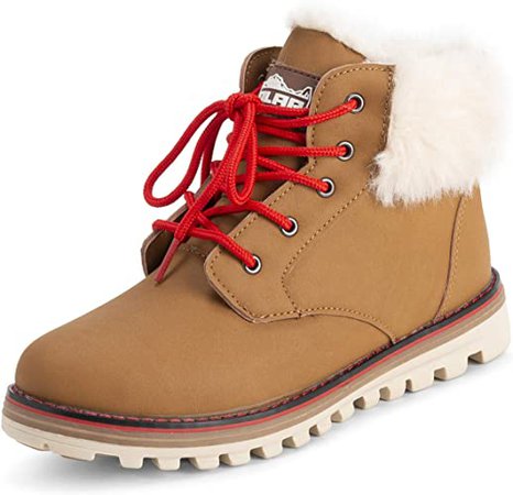 Amazon.com | POLAR Womens Memory Foam Biker Cardy Cuff Snow Boots Faux Fur Lined Welted Rubber Outsole Thermal Shoes - Tan Cardy - EU40/US9 - YC0650 | Snow Boots