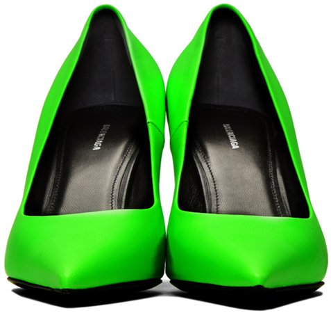 Balenciaga: Green Square Knife Heels | SSENSE
