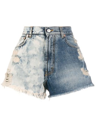 Givenchy two-tone Distressed Denim Shorts - Farfetch