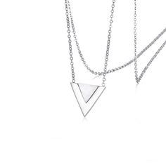 Iridescent Sterling Silver Cut Away Pyramid Necklace