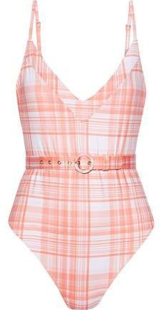 Belted Checked Swimsuit