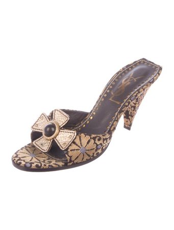 Yves Saint Laurent Brocade Slide Sandals - Shoes - YVE98381 | The RealReal