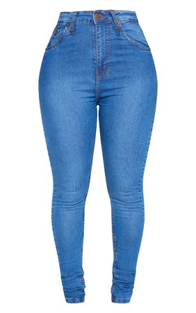 Shape Mid Wash High Waist Stretch Skinny Jeans | PrettyLittleThing USA