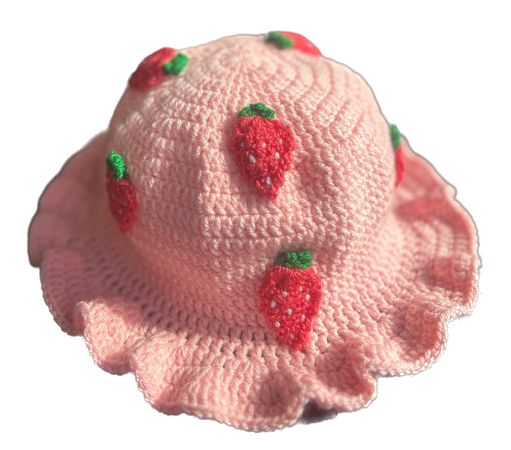 strawberry crochet bucket hat