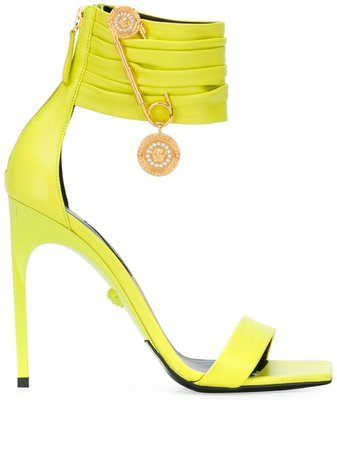 Versace Safety Pin Detail Square Toe Sandals Aw20 | Farfetch.Com