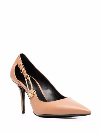 Versace safety-pin Pointed Leather Pumps - Farfetch