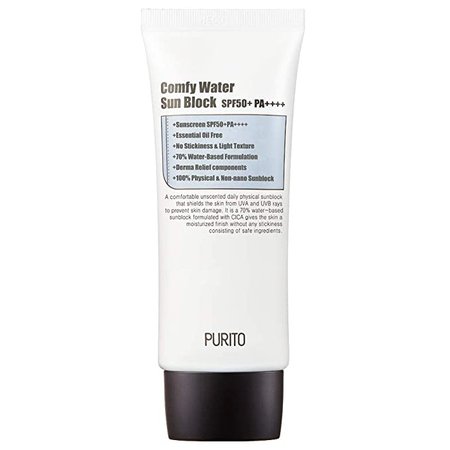 Amazon.com: [UNSCENTED] PURITO Comfy Water Sun Block SPF50+ PA++++ 60ml/ 2 fl.oz EWG All Green Ingredients, 100% physical sunscreen, UVA1,2 UVB, Broad spectrum,Lightweight,Essential Oil Free: Beauty