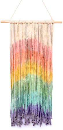 Amazon.com: Simpkeely Macrame Wall Hanging, Rainbow Colorful Handmade Woven Cotton Tapestry Wall Art Boho Bohemian Home Décor for Bedroom, Dorm Room, Living Room, Apartment, 16” W x 30” L: Home & Kitchen