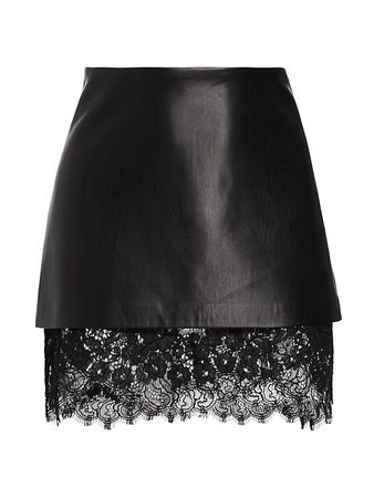 Shop Alice + Olivia Faux Leather & Lace Miniskirt | Saks Fifth Avenue