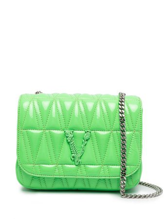 Shop green Versace Virtus quilted crossbody bag with Express Delivery - Farfetch