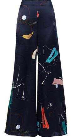 Arneau Printed Silk-satin Wide-leg Pants