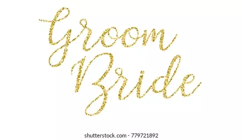 gold bride and groom font