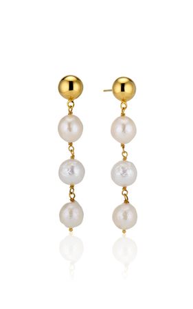 Sabela 24k Gold Vermeil & Pearl Earrings By Aureum | Moda Operandi