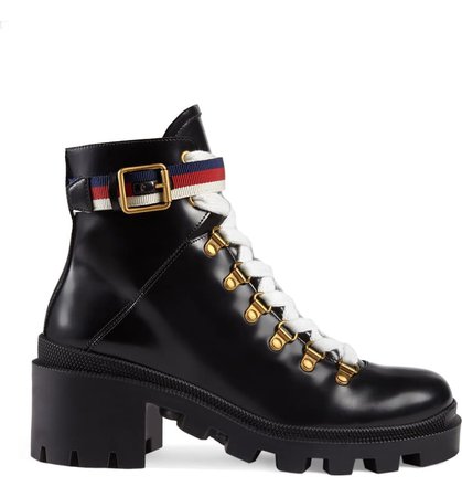 Gucci Trip Lug Sole Combat Boot (Women) | Nordstrom