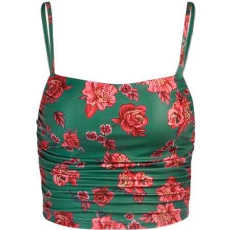 Buy Red Flowers Printed Green Off-Shoulder Top - Orezoria