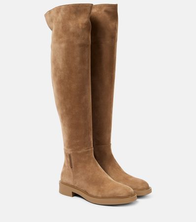Lexington Over The Knee Suede Boots in Brown - Gianvito Rossi | Mytheresa