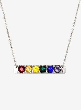 Rainbow Stones Bar Necklace