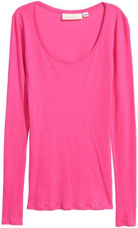 Long-sleeved Jersey Top - Pink