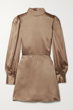 Kim Open-back Silk-satin Mini Dress - Bronze