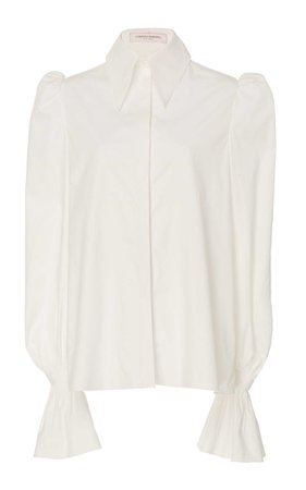 CAROLINA HERRERA Puff-Sleeve Cotton-Blend Shirt
