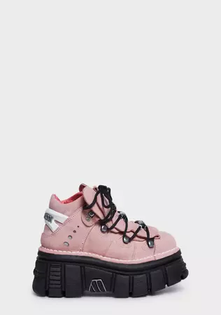 New Rock Pink Leather Chunky Platform Ankle Boots – Dolls Kill
