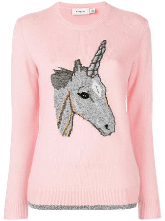 COACH Pink Unicorn Sweater