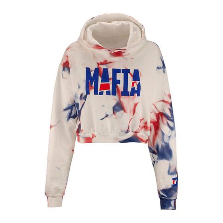 Ladies Bills Mafia Revamped Tie Dye Crop Top Hooded T-Shirt | The Bills Store